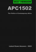 APC1502 Latest Exam Answers/Elaborations - 2023 (Oct/Nov) - The Politics Of Contemporary Africa
