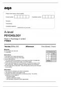 aqa A-level PSYCHOLOGY Paper 2 Psychology in context (7182/2) May 2023 Question Paper.