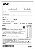 AQA GCSE MAY 2023 COMPUTER SCIENCE  8525 PAPER 2 ACTUAL PAPER COMPUTING CONCEPTS
