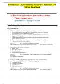 Essentials of Understanding Abnormal Behavior 3rd Edition Test Bank