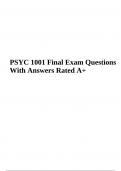 PSYC 1001 Final Exam Questions With Answers (Rated A+ 2023/2024)