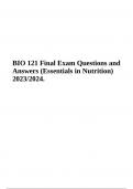 BIO 121 Final Exam Review Questions With Answers 2023/2024 | Lates Graded A