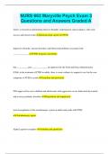 NURS 663 Maryville Psych Exam 3 Questions and Answers Graded A