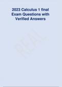 2023 Calculus 1 final  Exam Questions with  Verified Answers