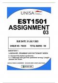 EST1501 ASSIGNMENT 03 DUE DATE31 JULY 2023