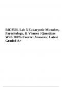 BIO250L Lab 5 Eukaryotic Microbes, Parasitology, & Viruses | Questions With 100% Correct Answers | Latest Graded A+