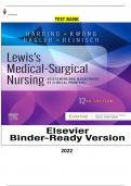 Test Bank for Lewis's Medical-Surgical Nursing: Assessment and Management of Clinical Problems, 12th Edition  by Mariann M. Harding, Jeffrey Kwong,Debra Hagler, Courtney Reinisch - Complete, Elaborated and Latest Test Bank. ALL Chapters (1-69) Included a