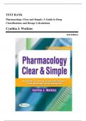 Test Bank - Pharmacology Clear and Simple: A Guide to Drug Classifications and Dosage Calculations, 2nd Edition (Watkins, 2014), Chapter 1-20 | All Chapters