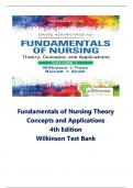Fundamentals of Nursing Theory Concepts and Applications  4th Edition  Wilkinson Test Bank