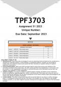 TPF3703 Assignment 51 (ANSWERS) 2023 - DISTINCTION GUARANTEED