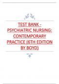 TEST BANK  FOR PSYCHIATRIC NURSING, CONTEMPORARY PRACTICE 6TH EDITION 2024 LATEST REVISED UPDATE BY BY BOYD, GRADED A+