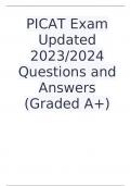 PICAT Exam Updated 2023/2024 Questions and Answers (Graded A+)