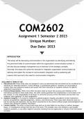 COM2602 Assignment 1 (ANSWERS) Semester 2 2023 - DISTINCTION GUARANTEED