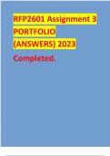 RFP2601 Assignment 3 PORTFOLIO (ANSWERS) 2023 Completed.