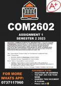 COM2602 Assignment 1 Semester 2 2023 (CORRECT ANSWERS)