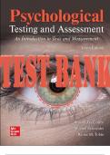 TEST BANK for Psychological Testing and Assessment, 10th Edition ISBN13: 9781260837025 By Ronald Jay Cohen, Joel Schneider, Renée Tobin, Mark Swerdlik and Edward Sturman. (All 15 Chapters).