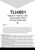 TLI4801 Assignment 1 (ANSWERS) Semester 1 2024 -DISTINCTION GUARANTEED