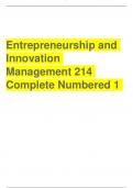Entrepreneurship and Innovation Management 214 Complete Numbered 1 