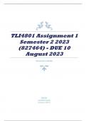 TLI4801 Assignment 1 Semester 2 2023 (827464) - DUE 10 August 2023