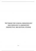 TEST BANK FOR CLINICAL IMMUNOLOGY AND SEROLOGY A LABORATORY PERSPECTIVE, 3RD EDITION: STEVENS