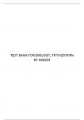 TEST BANK FOR BIOLOGY, 11TH EDITION BY MADER