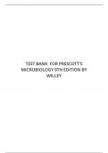 TEST BANK FOR PRESCOTT’S MICROBIOLOGY 9TH EDITION BY WILLEY