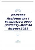 PLC2602 Assignment 1 Semester 2 2023 (205967) -DUE 30 August 2023
