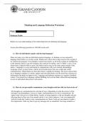 PHI 105 Topic 5 Assignment Thinking and Language Reflection Worksheet Grand Canyon