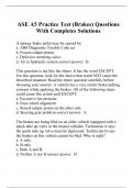 ASE A5 Practice Test (Brakes) Questions With Completes Solutions