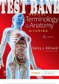 TEST BANK for Medical Terminology & Anatomy for Coding 4th Edition by Betsy Shiland. ISBN 9780323776486. (Complete 15 Chapters).
