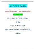 Pearson Edexcel Merged Question Paper + Mark Scheme (Results) Summer 2022 Pearson Edexcel GCSE In History  (1HIA) Paper P5: Period study Option P5 Conflict in the Middle East,  1945-95 Centre Number Candidate Number *P68675A0112* Turn over  Total Marks Ca