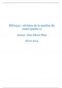 Introduction à la biologie cellulaire (BIO1540): révision de la matière 