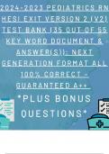  Pediatrics BRAND NEW  RN HESI EXIT VERSION 2 (V2) TEST BANK (35 out of 55 Key Word Document & ANSWER(S)): Next Generation Format ALL 100% CORRECT – GUARANTEED ﻿A++   *PLUS BONUS QUESTIONS*