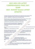 2023 HESI LPN LATEST COMPREHENSIVE FINAL EXIT EXAM 2023 AUGUST Session LATEST UPDATES