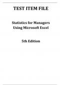 [Statistics for Managers Using Excel,Levine,5e] 2023-2024 Test Bank: Your Study Companion