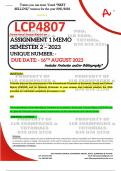 LCP4807 ASSIGNMENT 1 MEMO - SEMESTER 2 - 2023 - UNISA - (DETAILED ANSWERS WITH REFERENCES - DISTINCTION GUARANTEED) – DUE DATE: - 16 AUGUST 2023