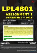 LPL4801 ASSIGNMENT 1 MEMO - SEMESTER 2 - 2023 - UNISA - DUE DATE: - 17 AUGUST 2023 (DETAILED MEMO – FULLY REFERENCED – 100% PASS - GUARANTEED) 