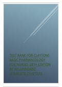 test bank for claytons basic pharmacology for nurses 18th edition 2024 update  by willihnganz complete chapters.pdf