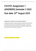 CIV3701 Assignment 1 (ANSWERS) Semester 2 2023 Due date: 25th  August 2023