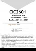 CIC2601 Assignment 4 (ANSWERS) 2023 - DISTINCTION GUARANTEED