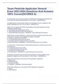 Texas Pesticide Applicator General Exam 2023-2024 Questions And Answers 100% Correct(SCORED A)