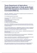 Texas Department of Agriculture Pesticide Applicator's study guide Exam 2023-2024 Questions And Answers 100% Correct(SCORED A)