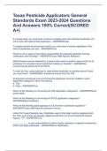 Texas Pesticide Applicators General Standards Exam 2023-2024 Questions And Answers 100% Correct(SCORED A+)