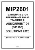 MIP2601 ASSIGNMENT 4 SOLUTIONS 2023 UNISA MATHEMATICS FOR INTERMEDIATE PHASE TEACHERS III