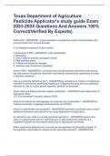 Texas Department of Agriculture Pesticide Applicator's study guide Exam 2023-2024 Questions And Answers 100% Correct(Verified By Experts)