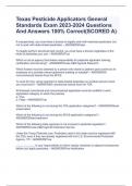 Texas Pesticide Applicators General Standards Exam 2023-2024 Questions And Answers 100% Correct(SCORED A)