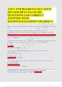 ANCC FNP BOARD EXAM LATEST 2023-2024 REAL EXAM 200+ QUESTIONS AND CORRECT ANSWERS WITH RATIONALES|ALREDY GRADED A+