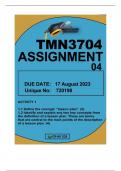 TMN3704ASSIGNMENT4 DUE 17 AUGUST 2023