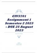 CIV3701 Assignment 1 Semester 2 2023 - DUE 25 August 2023