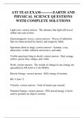 ATI TEAS EXAM----------EARTH AND PHYSICAL SCIENCE QUESTIONS WITH COMPLETE SOLUTIONS